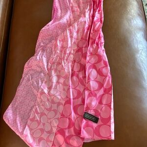 Coach Long Pink Silk Scarf